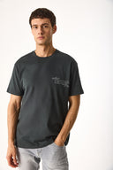 Erkek Relax Bisiklet Yaka Baskılı Regular Fit Tişört %100 Pamuk - Antrasit