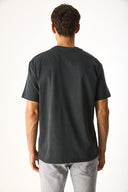 Erkek Relax Bisiklet Yaka Baskılı Regular Fit Tişört %100 Pamuk - Antrasit