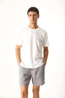 Erkek Relax Bisiklet Yaka Baskılı Regular Fit Tişört %100 Pamuk - Fildişi