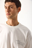 Erkek Relax Bisiklet Yaka Baskılı Regular Fit Tişört %100 Pamuk - Fildişi