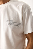 Erkek Relax Bisiklet Yaka Baskılı Regular Fit Tişört %100 Pamuk - Fildişi