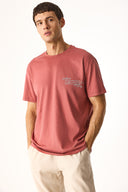 Erkek Relax Bisiklet Yaka Baskılı Regular Fit Tişört %100 Pamuk - Kiremit