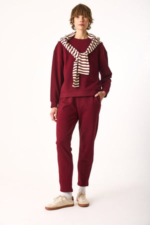 Rhona Bisiklet Yaka Regular Fit 3 İplik Sweatshirt - Bordo