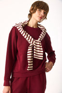 Kadın Rhona Bisiklet Yaka Regular Fit 3 İplik Sweatshirt %100 Pamuk - Bordo