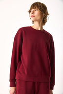 Kadın Rhona Bisiklet Yaka Regular Fit 3 İplik Sweatshirt %100 Pamuk - Bordo