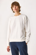 Kadın Rhona Bisiklet Yaka Regular Fit 3 İplik Sweatshirt %100 Pamuk - Fildişi