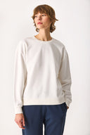 Kadın Rhona Bisiklet Yaka Regular Fit 3 İplik Sweatshirt %100 Pamuk - Fildişi