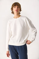 Kadın Rhona Bisiklet Yaka Regular Fit 3 İplik Sweatshirt %100 Pamuk - Fildişi