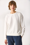 Kadın Rhona Bisiklet Yaka Regular Fit 3 İplik Sweatshirt %100 Pamuk - Fildişi