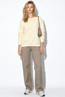 Rhona Bisiklet Yaka Regular Fit 3 İplik Sweatshirt-Fildişi