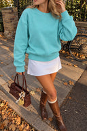 Kadın Rhona Bisiklet Yaka Regular Fit 3 İplik Sweatshirt %100 Pamuk-Mavi