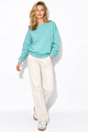Kadın Rhona Bisiklet Yaka Regular Fit 3 İplik Sweatshirt %100 Pamuk-Mavi