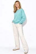 Kadın Rhona Bisiklet Yaka Regular Fit 3 İplik Sweatshirt %100 Pamuk-Mavi