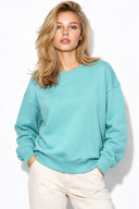 Kadın Rhona Bisiklet Yaka Regular Fit 3 İplik Sweatshirt %100 Pamuk-Mavi