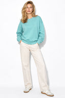 Kadın Rhona Bisiklet Yaka Regular Fit 3 İplik Sweatshirt %100 Pamuk-Mavi