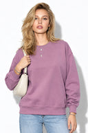 Rhona Bisiklet Yaka Regular Fit 3 İplik Sweatshirt %100 Pamuk -Mürdüm