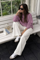Rhona Bisiklet Yaka Regular Fit 3 İplik Sweatshirt %100 Pamuk -Mürdüm