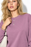 Rhona Bisiklet Yaka Regular Fit 3 İplik Sweatshirt %100 Pamuk -Mürdüm