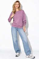 Rhona Bisiklet Yaka Regular Fit 3 İplik Sweatshirt %100 Pamuk -Mürdüm