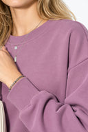 Rhona Bisiklet Yaka Regular Fit 3 İplik Sweatshirt %100 Pamuk -Mürdüm