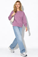 Rhona Bisiklet Yaka Regular Fit 3 İplik Sweatshirt %100 Pamuk -Mürdüm