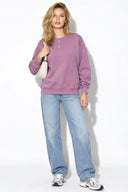 Rhona Bisiklet Yaka Regular Fit 3 İplik Sweatshirt %100 Pamuk -Mürdüm