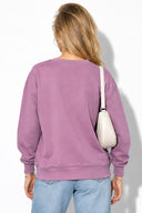 Rhona Bisiklet Yaka Regular Fit 3 İplik Sweatshirt %100 Pamuk -Mürdüm