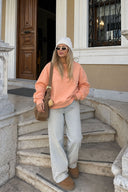 Kadın Rhona Bisiklet Yaka Regular Fit 3 İplik Sweatshirt %100 Pamuk-Pembe