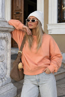 Kadın Rhona Bisiklet Yaka Regular Fit 3 İplik Sweatshirt %100 Pamuk-Pembe