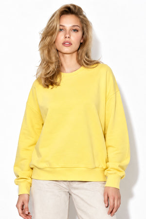 Rhona Bisiklet Yaka Regular Fit 3 İplik Sweatshirt %100 Pamuk-Sarı