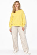 Rhona Bisiklet Yaka Regular Fit 3 İplik Sweatshirt %100 Pamuk-Sarı