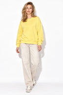 Rhona Bisiklet Yaka Regular Fit 3 İplik Sweatshirt %100 Pamuk-Sarı