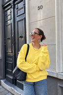 Rhona Bisiklet Yaka Regular Fit 3 İplik Sweatshirt %100 Pamuk-Sarı