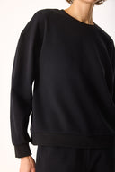 Kadın Rhona Bisiklet Yaka Regular Fit 3 İplik Sweatshirt %100 Pamuk - Siyah