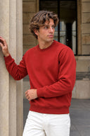 Rich Bisiklet Yaka Regular Fit 3 İplik Basic Sweatshirt %100 Pamuk-Bordo