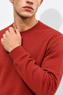 Rich Bisiklet Yaka Regular Fit 3 İplik Basic Sweatshirt %100 Pamuk-Bordo