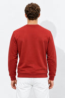 Rich Bisiklet Yaka Regular Fit 3 İplik Basic Sweatshirt %100 Pamuk-Bordo