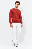 Rich Bisiklet Yaka Regular Fit 3 İplik Basic Sweatshirt %100 Pamuk-Bordo