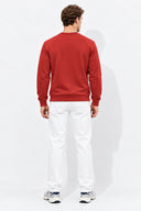 Rich Bisiklet Yaka Regular Fit 3 İplik Basic Sweatshirt %100 Pamuk-Bordo