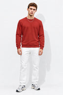 Rich Bisiklet Yaka Regular Fit 3 İplik Basic Sweatshirt %100 Pamuk-Bordo
