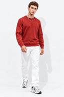 Rich Bisiklet Yaka Regular Fit 3 İplik Basic Sweatshirt %100 Pamuk-Bordo
