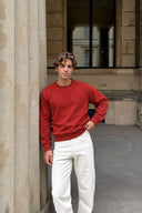 Rich Bisiklet Yaka Regular Fit 3 İplik Basic Sweatshirt %100 Pamuk-Bordo
