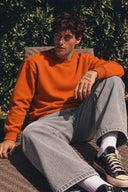 Rich Bisiklet Yaka Regular Fit 3 İplik Basic Sweatshirt-Kiremit