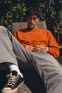 Rich Bisiklet Yaka Regular Fit 3 İplik Basic Sweatshirt-Kiremit