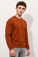 Rich Bisiklet Yaka Regular Fit 3 İplik Basic Sweatshirt-Kiremit