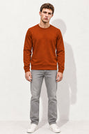 Rich Bisiklet Yaka Regular Fit 3 İplik Basic Sweatshirt-Kiremit