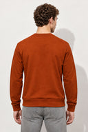 Rich Bisiklet Yaka Regular Fit 3 İplik Basic Sweatshirt-Kiremit