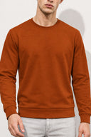 Rich Bisiklet Yaka Regular Fit 3 İplik Basic Sweatshirt-Kiremit