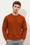 Rich Bisiklet Yaka Regular Fit 3 İplik Basic Sweatshirt-Kiremit