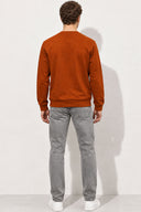 Rich Bisiklet Yaka Regular Fit 3 İplik Basic Sweatshirt-Kiremit